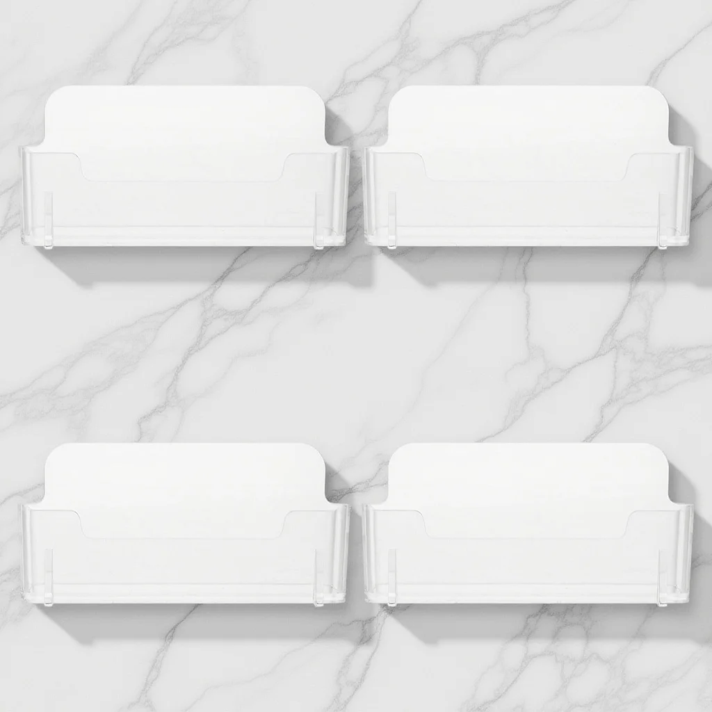 

4Pcs Cards Holder Acrylic Desktop Stand Organizer Transparent Card Display Case for Office Desk Use