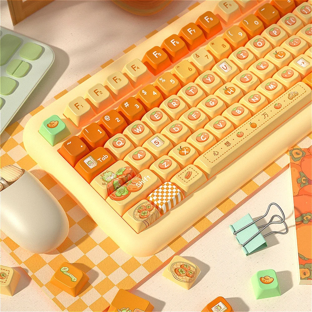 

Personalized Keycaps 138/158 Keys MDA PBT Thoughts Orange Theme for MX Switches 60/84/90/104/108 Mechanical Keyboards