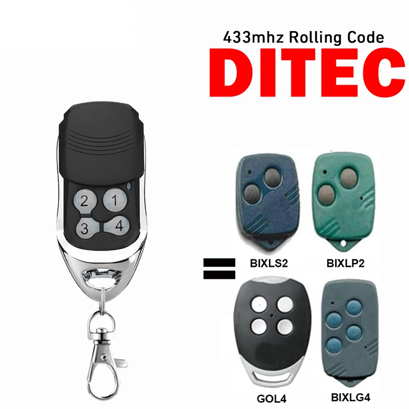 

DITEC GOL4 BIXLS2 BIXLP2 BIXLG4 Garage Door Remote Control 433.92MHz Rolling Code Garage Door Openers DITEC BIXLS2