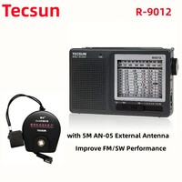 TECSUN R-9012 AM/FM/SW 12 Bands Shortwave Radio Portable Receiver with AN-05 External Antenna Multiband Radio Receiver