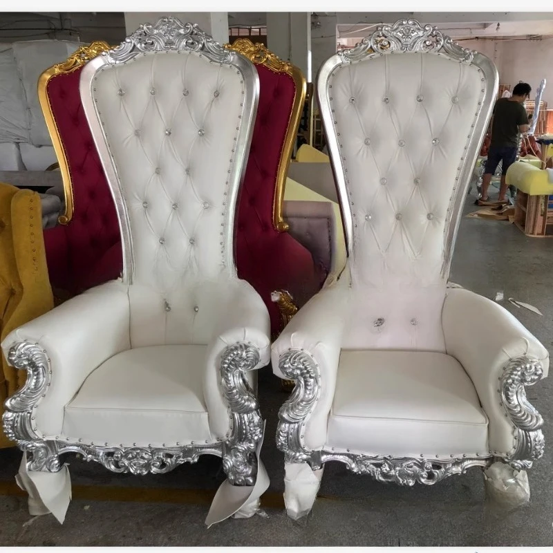 

European neoclassical princess king KTV hotel aisle image high-end decorative solid wood high back chair