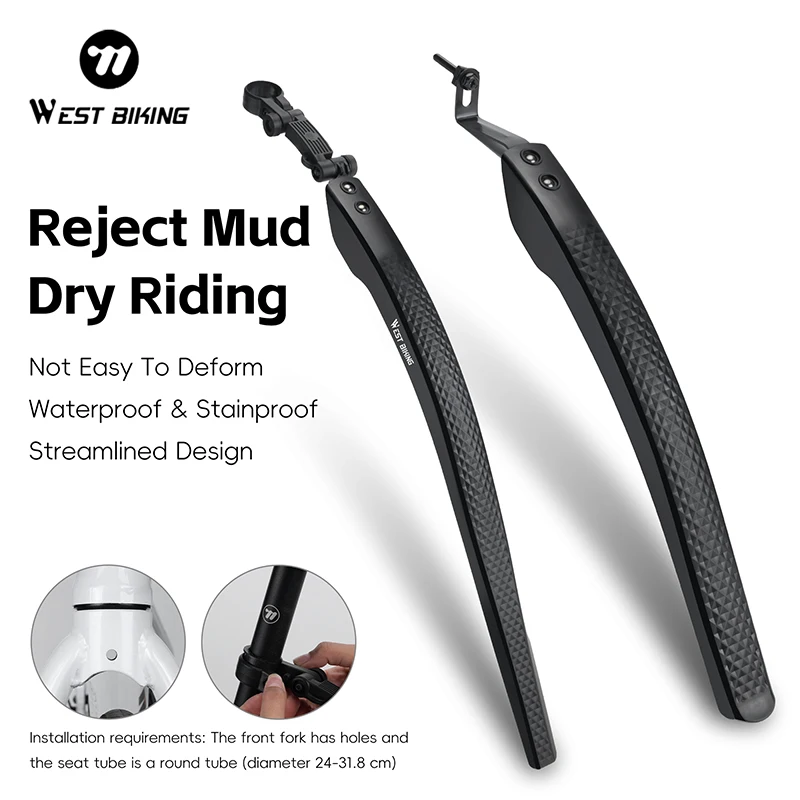 WEST BIKING Adjustable Road Bike Fenders Set with Reflective Logo for 26-29 Inch 700c Bikes Disc Brake Compatible Bike Accessory