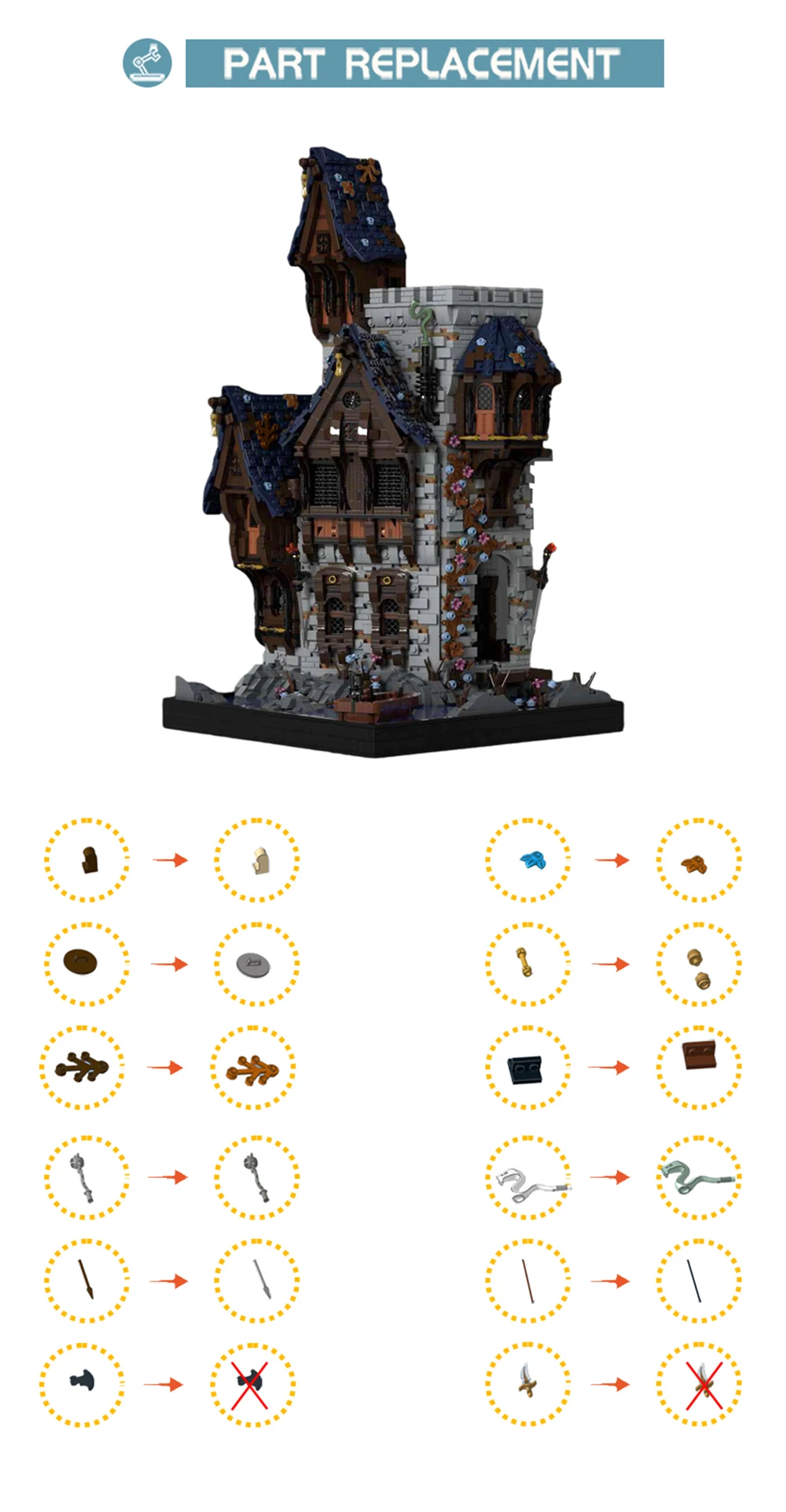 The Dreamers Medieval Krylhan Castle Building Blocks Set Retro House Bricks Building Creative Model Toy for Christmas Gifts