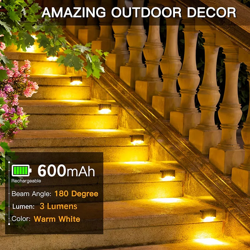 Solar Powered Step Light LED Outdoor Fence Lighting Bronze Finished Decks Stairs Garden Decor Solar Staircase Lamp Patio Path