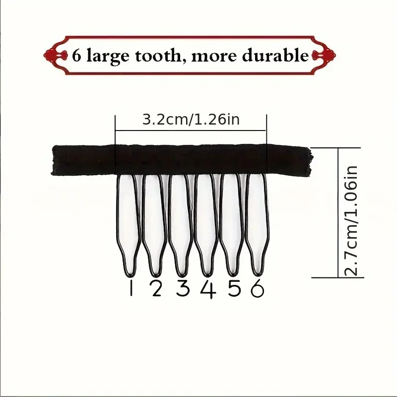 Vem para peruca segura, vem com pano para fazer tampas de peruca, DIY, 6 dentes, 50 peças por pacote