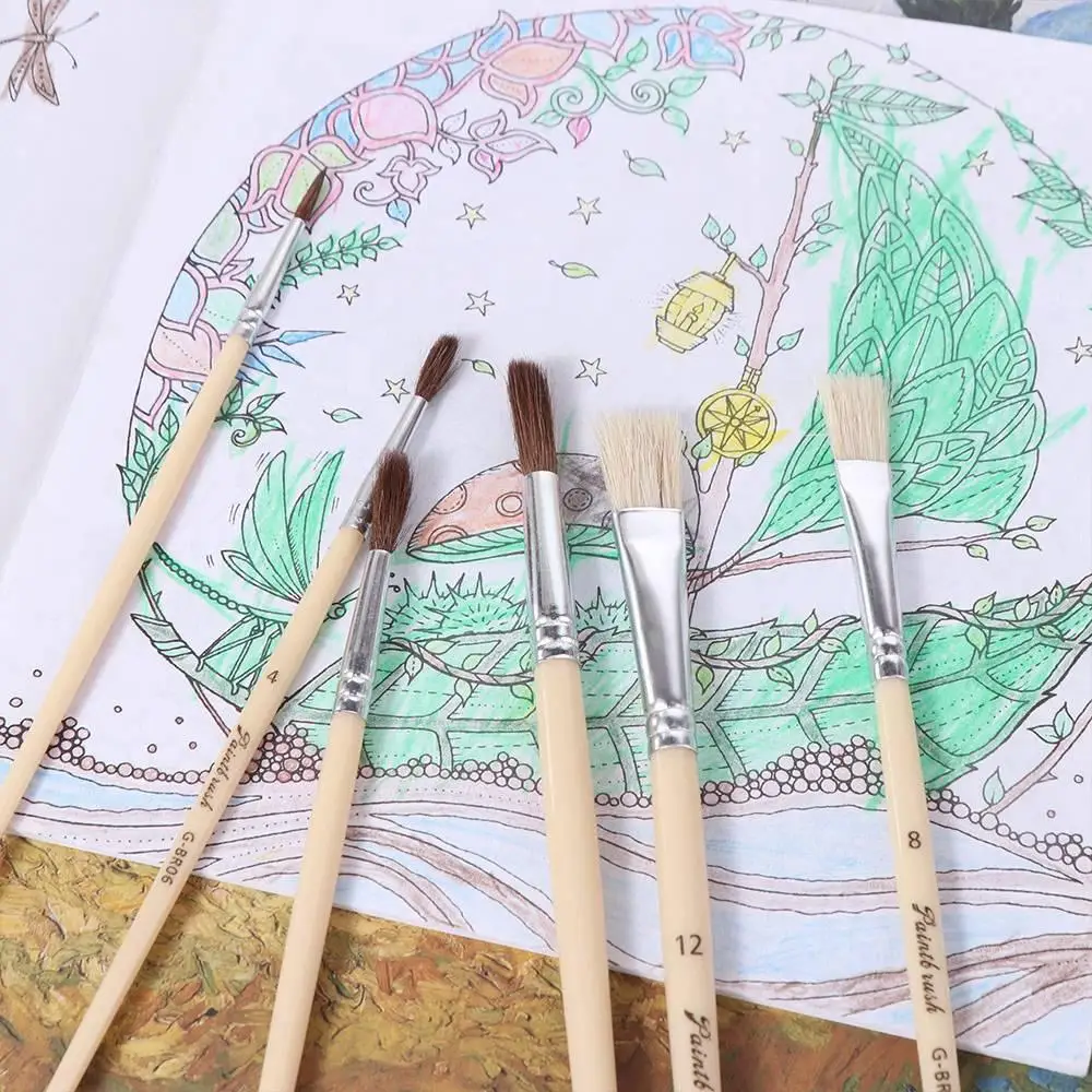 12pcs Coffee Soft Fiber Paint Brush Set Plastic Soft Grip Nylon Painting Pen Lightweight Classical Hook Line Pen Watercolor