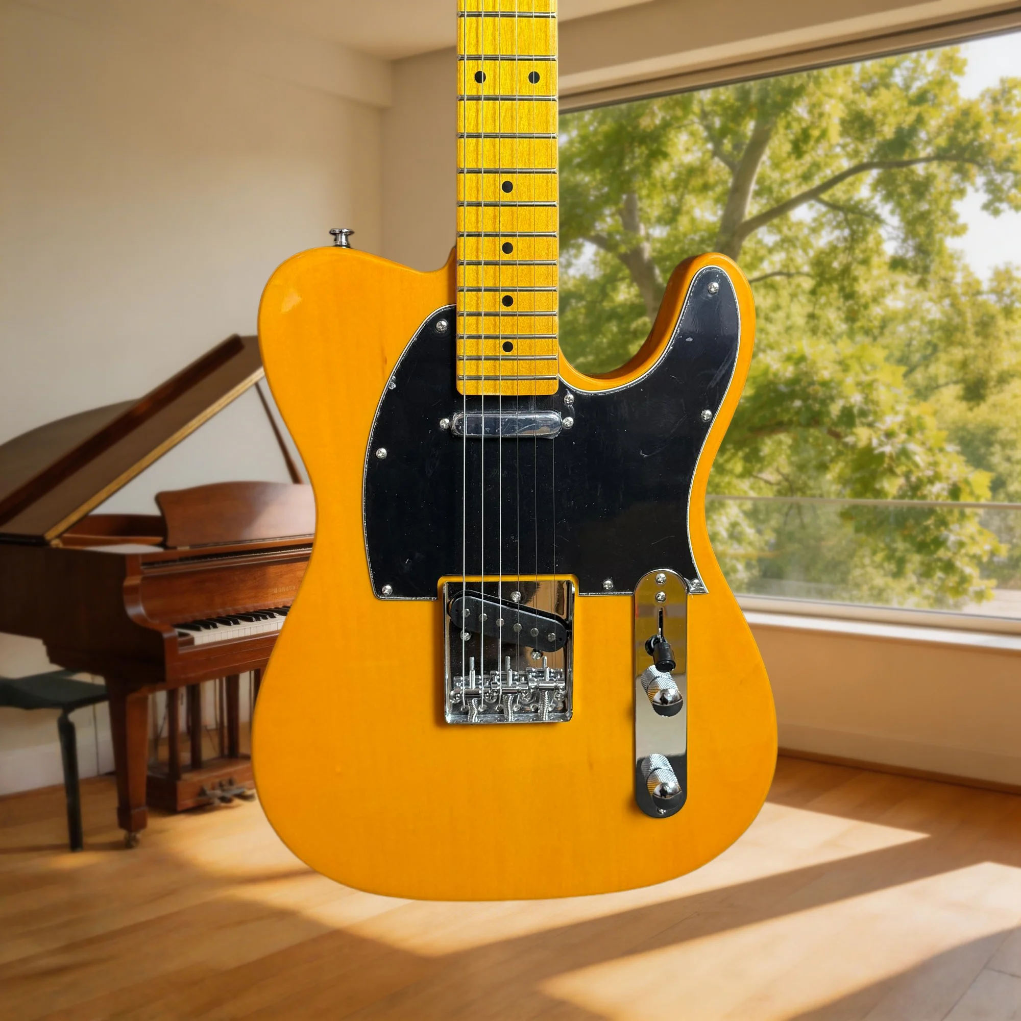 Hot Yellow   Alder Wood Body Maple Fingerboard TLE Electric Guitar Free Delivery New Year Gift Fixed Bridge 2026