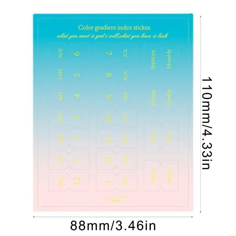 

J6PA 10 Sheets Monthly Tabs Index Sticker Colorful Monthly Separator Tabs Simple Decorative Adhesive Index for Office Study