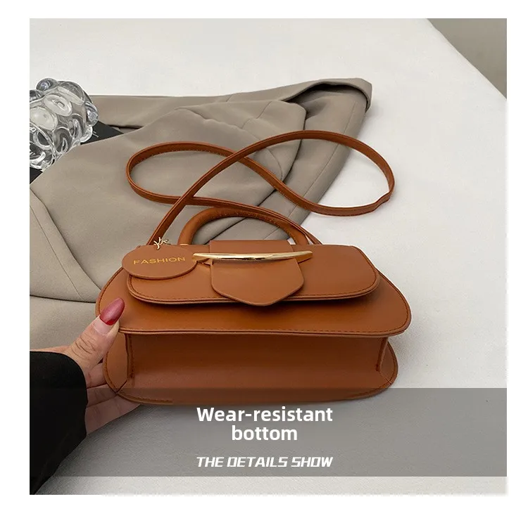 Damen-Umhängetasche, Retro-Tasche aus Kunstleder mit Tragegriff, abnehmbarer Schultergurt, modischer Charme, elegante Alltagstasche – Detail 17
