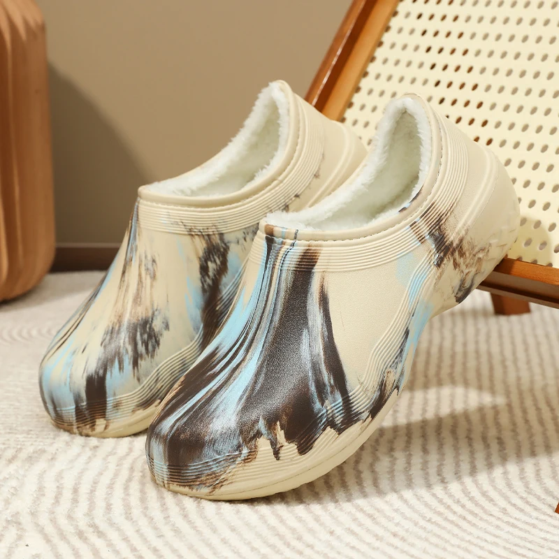 Yrzl chinelos de inverno para homens, sapatos térmicos quentes para casa com sola de borracha antiderrapante, chinelos masculinos confortáveis e felpudos para ambientes internos e externos