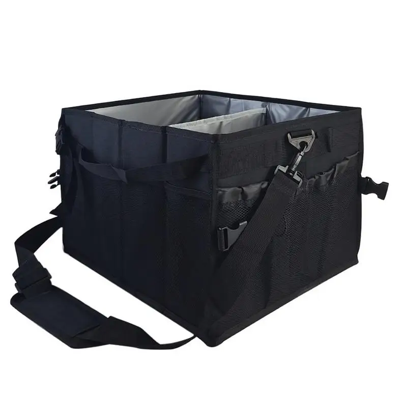 

BBQ Tool Bag Sturdy Handle Grill Storage Box Large Capacity Flatware Cutlery Bag With Paper Towel Holder Foldable For Travel