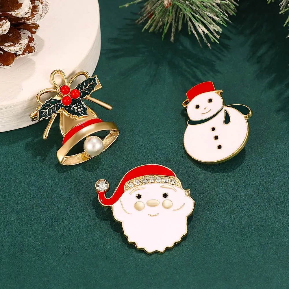 Unique Cartoon Christmas Brooch Bell Snow Man Santa Claus Enamel Pins Jewelry Accessories Badge Dripping Oil Lapel Pin Gift