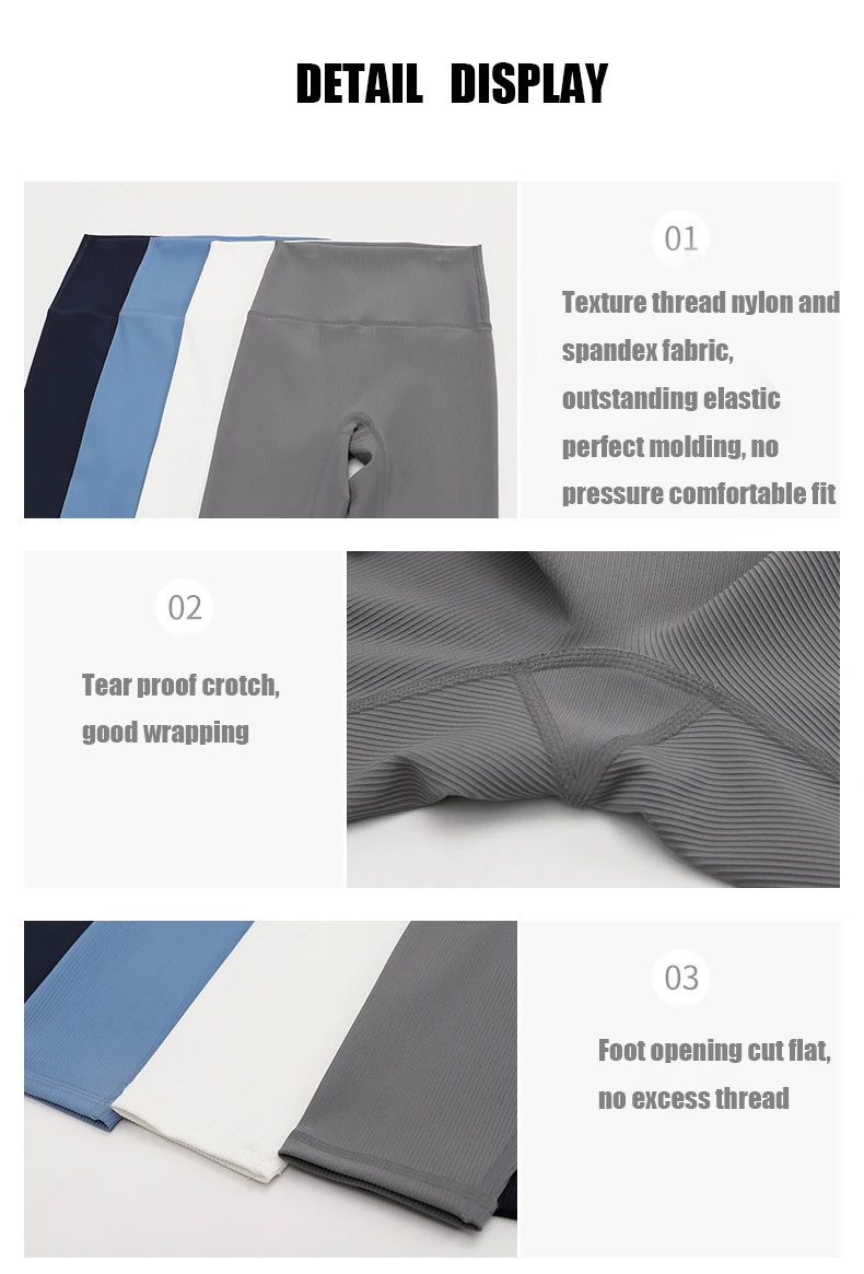 WAREBALL Hohe Taille Yoga Hosen Neue Rippen Nahtlose Gym Leggings Sport Frauen Fitness Weibliche Legging Bauch-steuer Laufhose – Detail 4