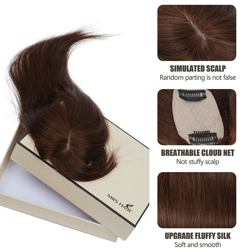 

MRS HAIR Топпер Человеческие волосы с зажимами Машинные топперы для волос Remy для женщин Натуральный топпер Волосы для тонких волос Цельные топперы