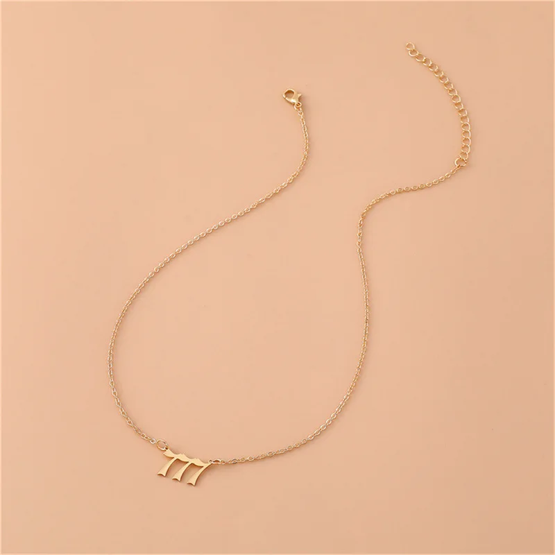 New Trendy Fashion Alloy Gold Color Lucky Angel Numbers Wish Pendant Necklace Pendant Charm Jewelry for Women Men Gift view 5