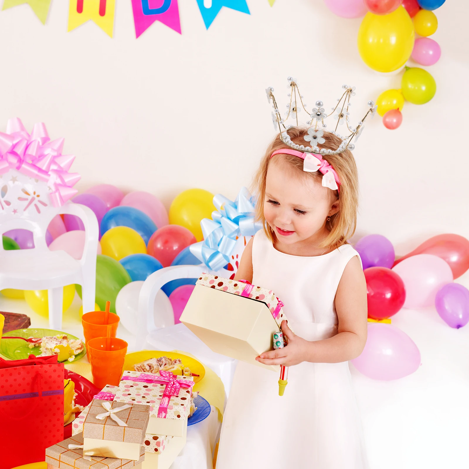 

1pc Pearl Crown Bridal Headdress Fashion Pearl Decoration Cake Ornament Premium Material Durable Party Festive Hair Styling
