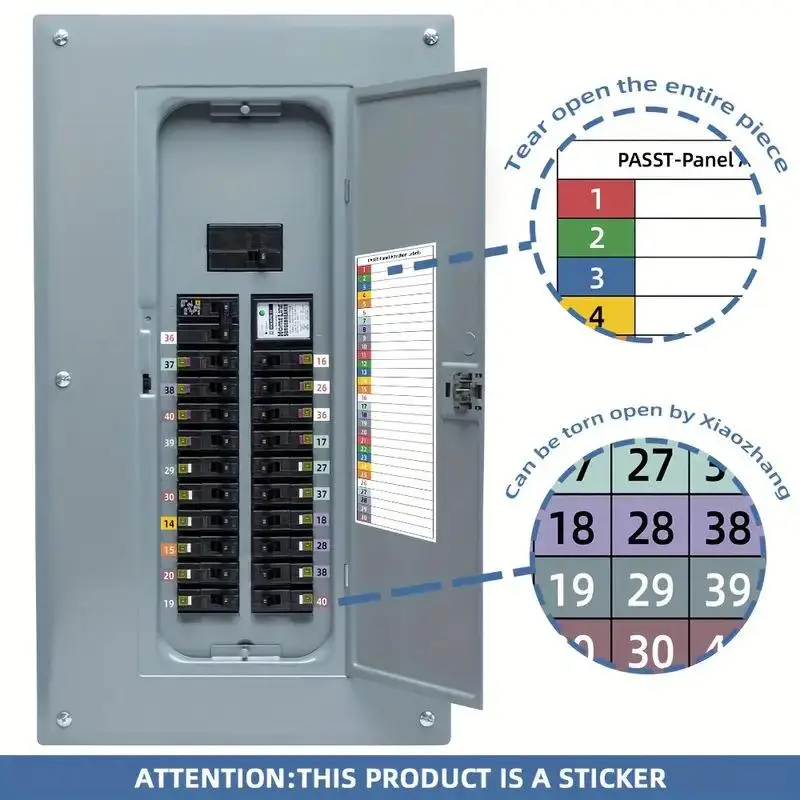 Sticker Set With Circuit Breaker Labels - Handwritten Stickers For Electrical Panels, Boxes, And Shielding Covers