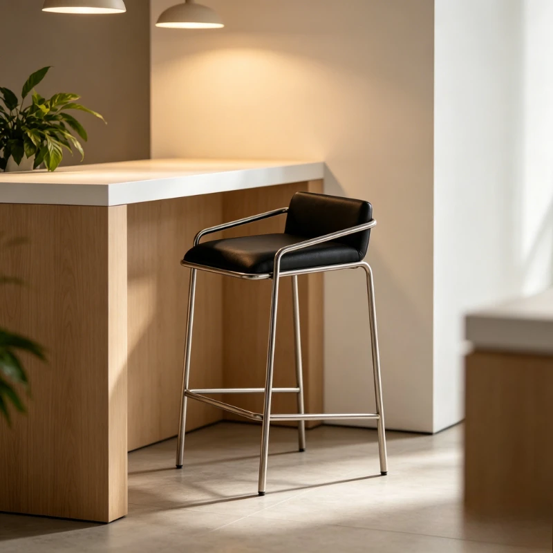 Bauhaus Style Counter Chair Designer Backrest Bar Stool Modern Commercial Reception Chair Premium Lounge Visitor Seat for Cafe