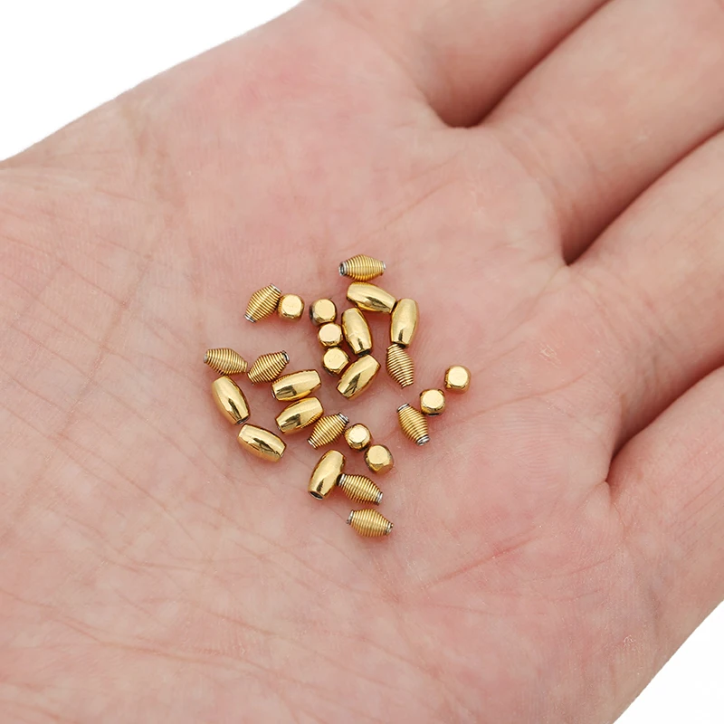 50pcs PVD Never Fade Stainless Steel Beads Gold Color Round Oval Loose Spacer Beads For DIY Necklace Bracelet Jewelry Making