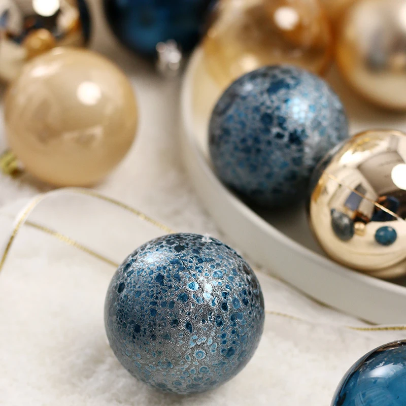 Sfera di plastica blu di lusso 6CM ornamenti di natale capodanno pendenti con palline appese decorazioni natalizie per la casa Adornos Navidad