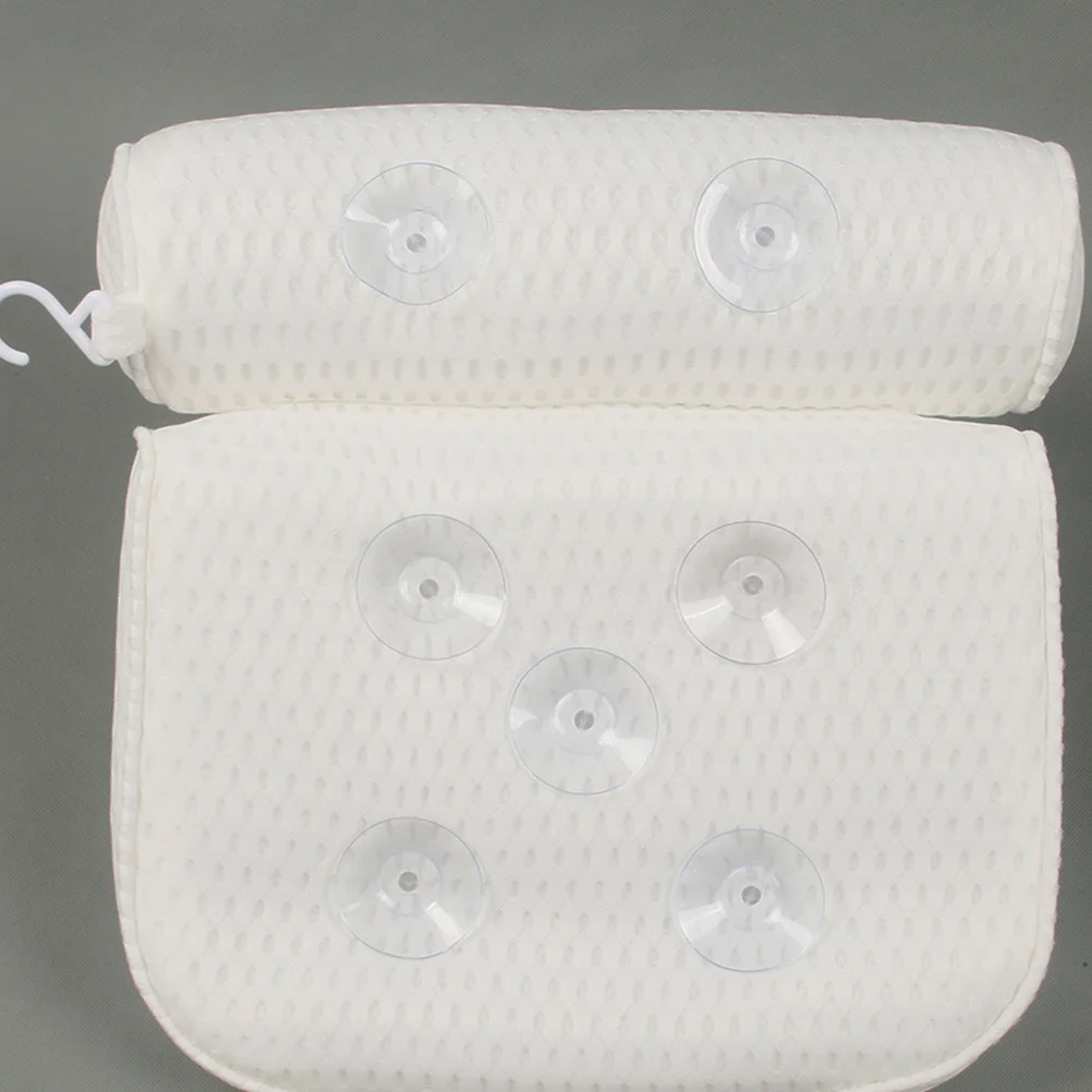 

7pcs Bath Pillow 4D Mesh Design Strong Suction Cup For Head Neck Support Spa Tub Relaxation Bathing Accessories White