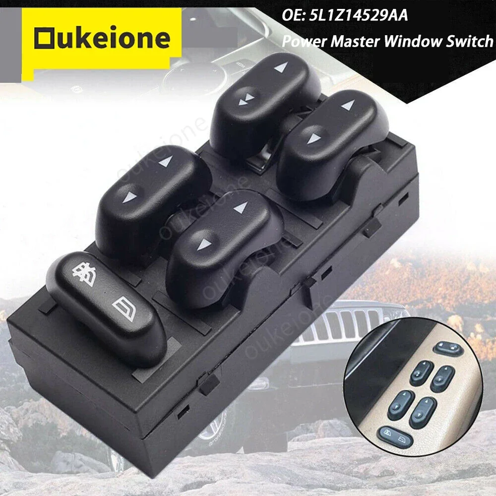 5L1Z14529AA Front Left Driver Side Window Control Switch for Ford F150 2004 2005 2006 2007 2008 Crown Victoria Lobo Lincoln