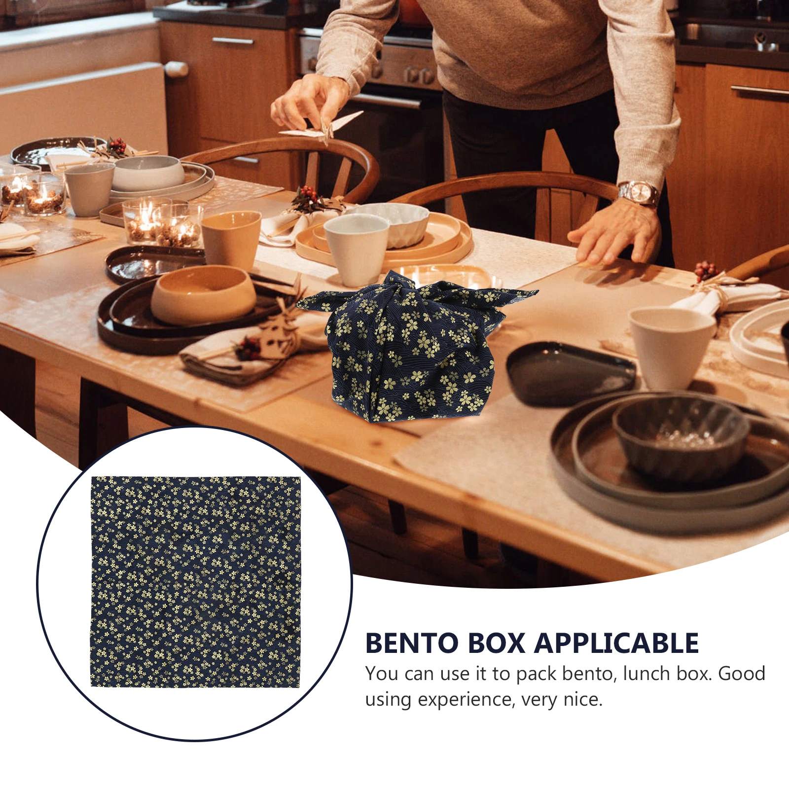 

Japanese Style Packing Cloth Gift Box Wrapping Traditional Blue Bento Lunch Bag Kitchen Bar Supplies Reusable Easy Clean