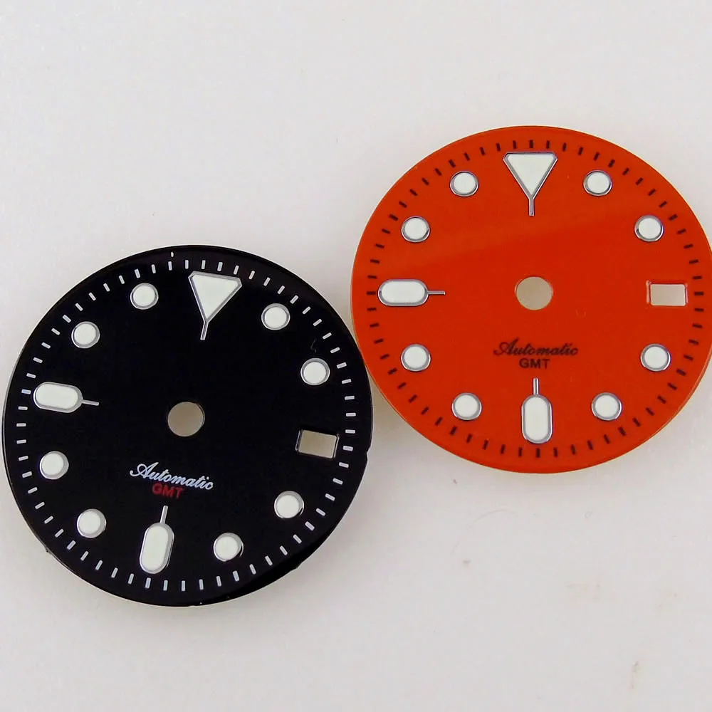 NH34 SKX Mod Watch Parts 29mm Watch Dial Plate Face Colorful Orange GMT Hand Green Luminous Sticker Custom Watch Dial SSKX001