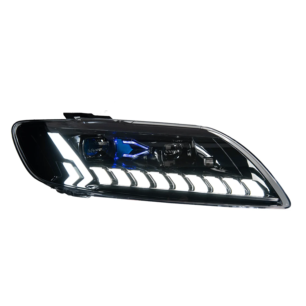For Audi Q7 2006-2015 Car Front Lamps LED Auto Headlights Assembly Clear Lens Dynamic Flicker Projector Accessories Upgrade