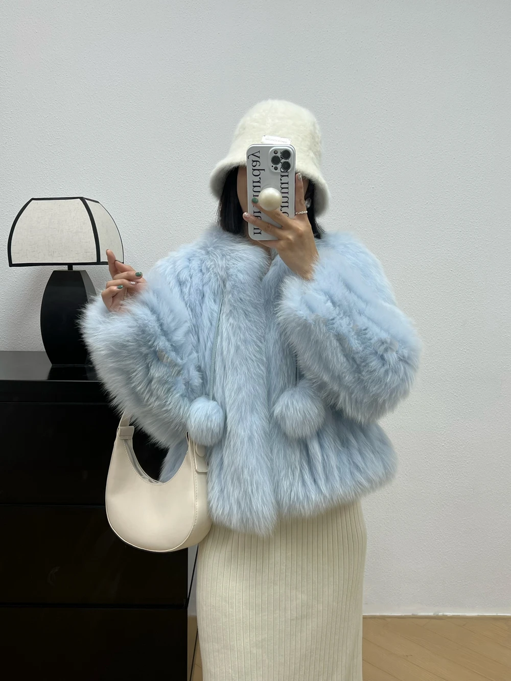 

FURSHEHE 2023 New Style Jackets Fashion Real Fox Fur Coat Autumn Winter Luxury Knitted Fur Coat Women Long Sleeve Cotton-padded