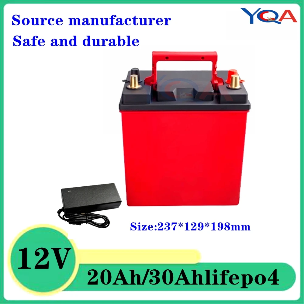 waterproof 12v 20Ah lifepo4 battery 12V 30Ah lithium ABS case for 360W Solar panels inverter scooter camping UPS +3A Charger