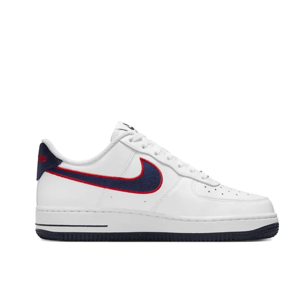 Nike New Air Force 1 07 Low Men's and Women's board Shoes  Comfort Casual Shoes Cushioned and lightweight sneakers Red&White image 2