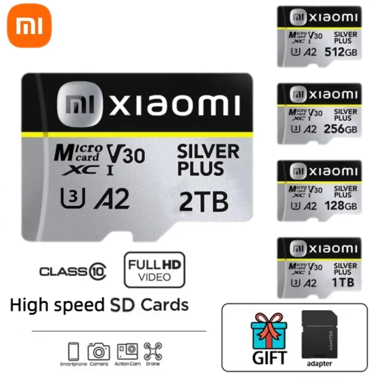 Xiaomi Original 2TB Micro TF SD Card 1TB Flash Class10 SD Card Memory Card 512GB Memory Card For Phone/Cameras/tablet/Drone/PC