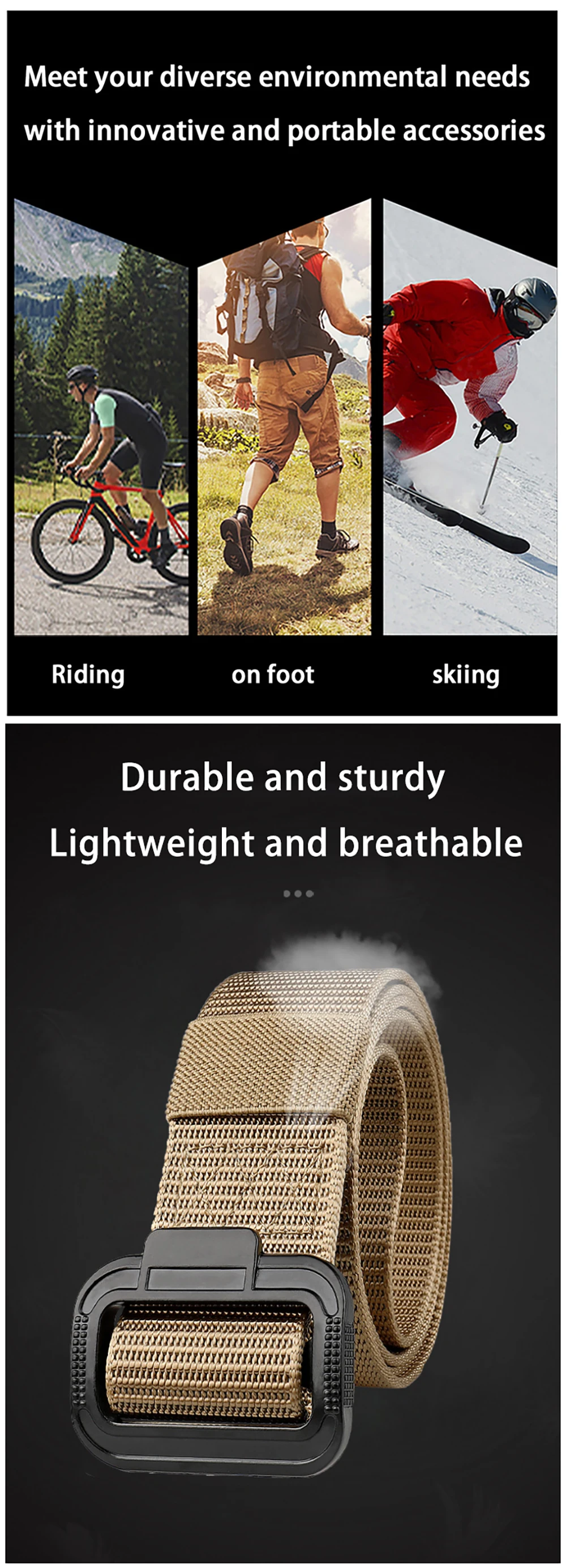 Herrengürtel, Nylonimitat, taktischer Gürtel, lässig, vielseitig, Metallschnalle, Gürtel, Outdoor-Sport, Segeltuchgürtel, gepaart mit Jeansgürtel – Detail 2