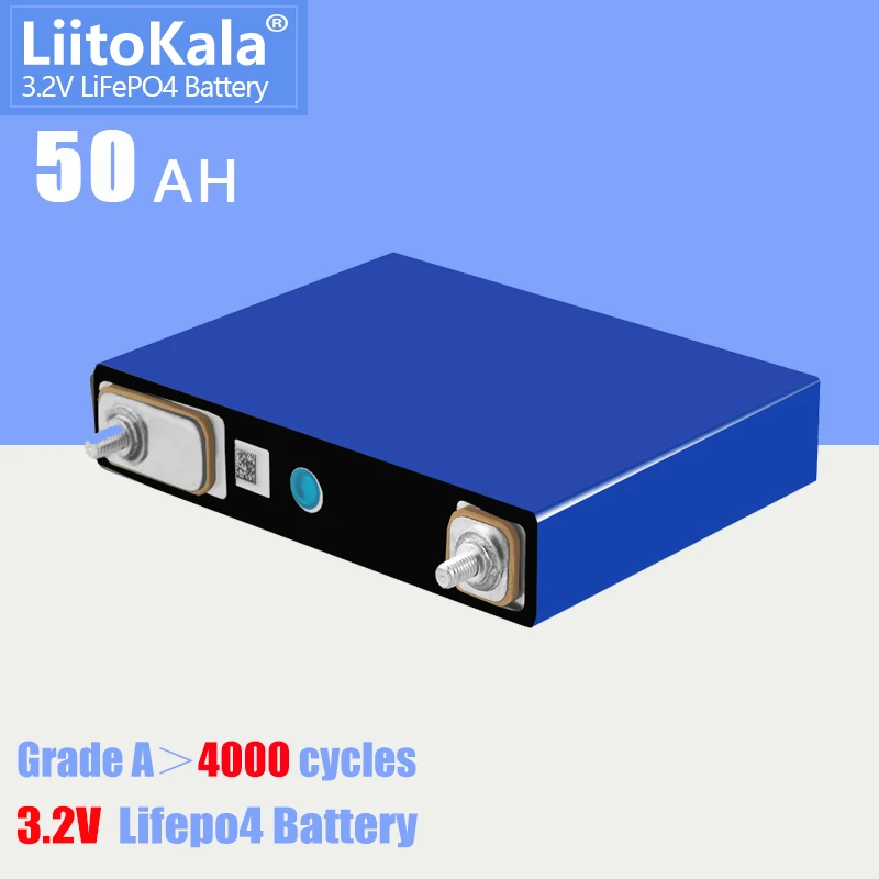 

1PCS LiitoKala 3.2V 50Ah LiFePO4 Rechargeable Lithium Iron Phosphate Batteries Cell DIY Caravans Outdoor Mechanic Workshop Power