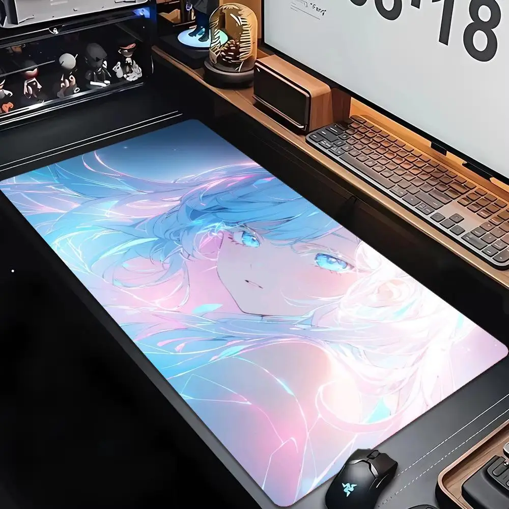 Gaming Mouse Pad Large Overlock Edge Starry Night Anime Deskmat XXL Anti-slip Rubber Keyboard Table Mats for Big Gamer Women