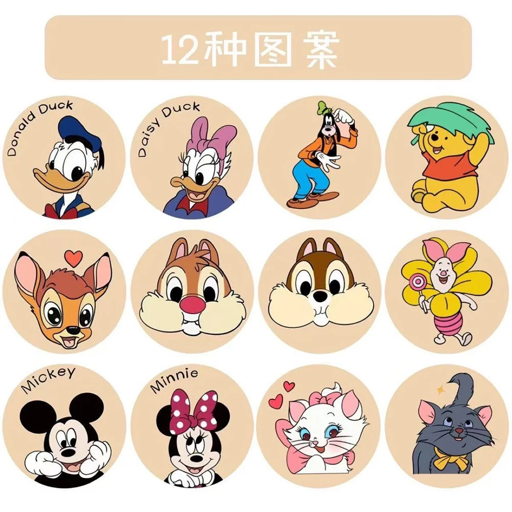 

500pcs/Roll Disney Mickey Mouse Anime Stickers Cute Cartoon DIY Decoration Seal Sticker for Luggage Phone Reward Decals Toy Gift