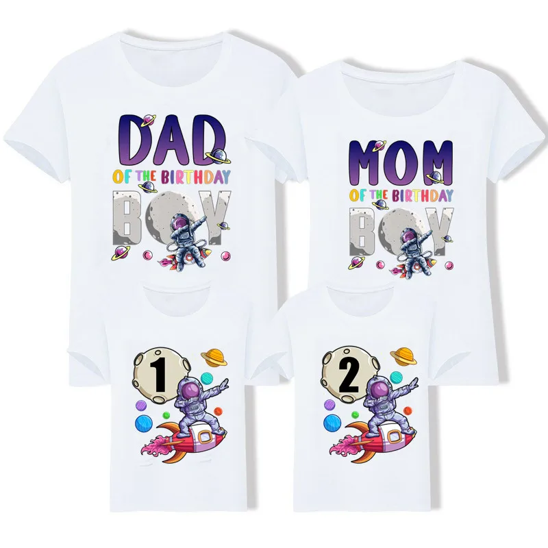 Family Fashion Dab Dance Astronaut T-shirt Boys and Girls Short sleeved Astronaut T-shirt Dad Mom Grandpa Grandma Top T-shirt