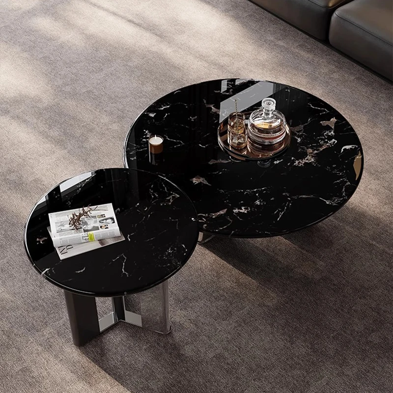 

Round Modern Coffee Table Decoration Luxury Bedroom Living Room Designer Side Table Moving Mesa Auxiliar Chinese Style Furniture