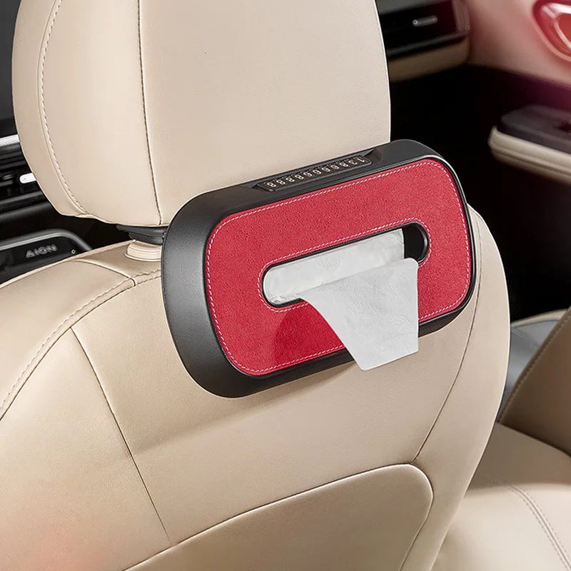 SEAMETAL Leather Car Tissue Box Phone Number Label Car Sun Visor Hanging Container Paper Towel Holder Paper Rack Storage Bag - view 3