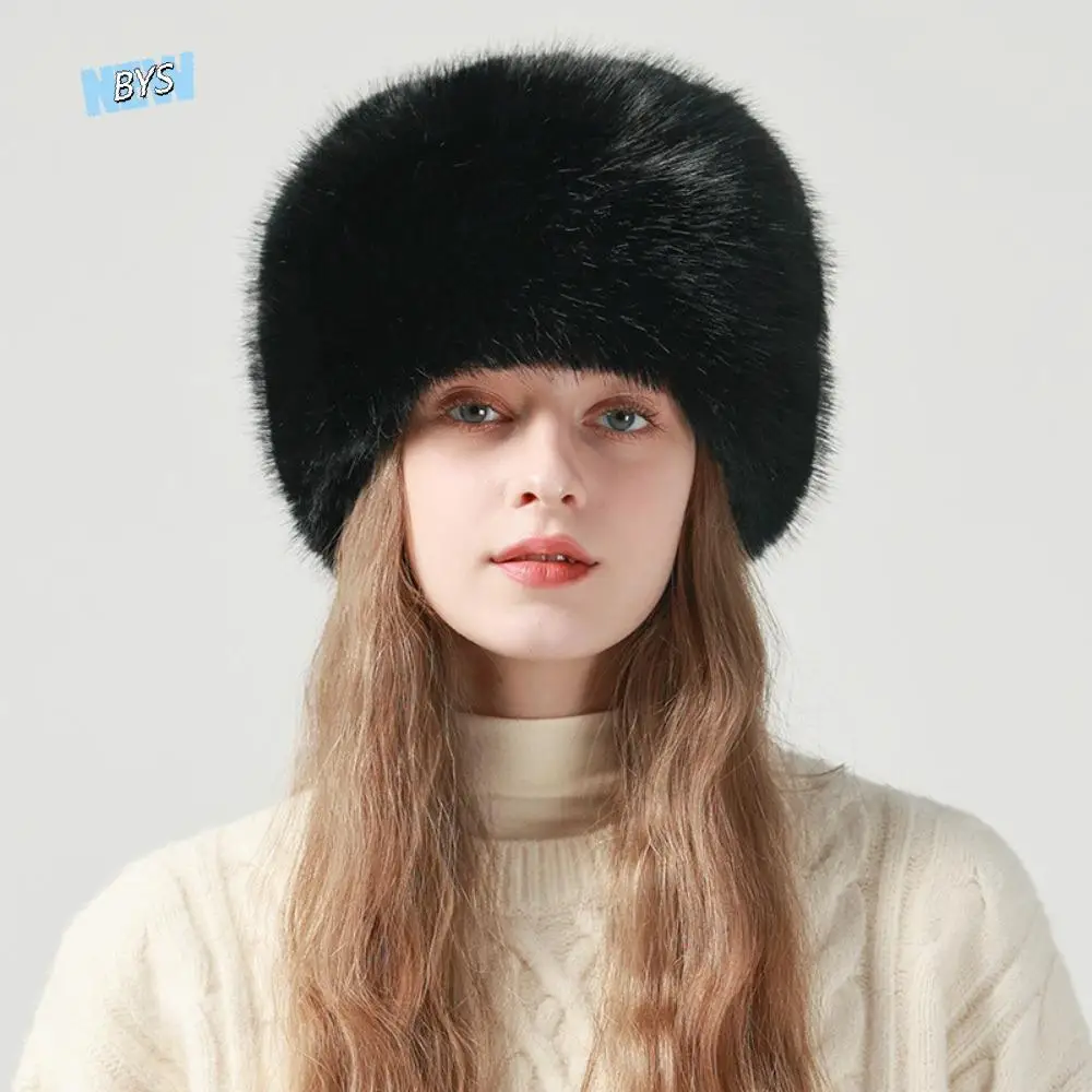 

Retro Imitation Fur Artificial Fur Hat Warm Thickened Plush Bucket Hat Fashion Cute Beanie Hat Outdoor