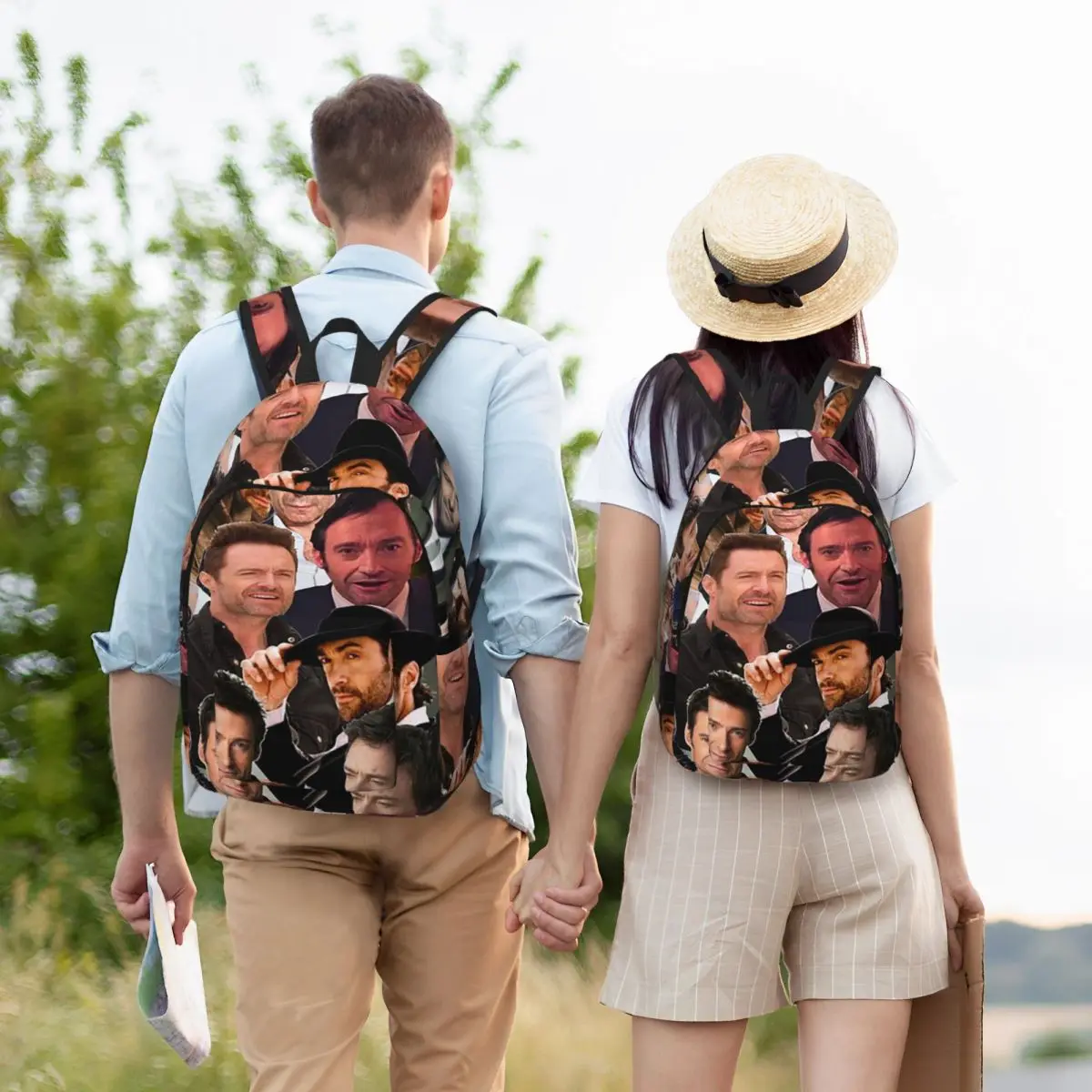 Hugh Jackman Photo Collage Student Backpack School Bag Hiking Travel Daypack for Men Women Bookbag Shoulder Bags