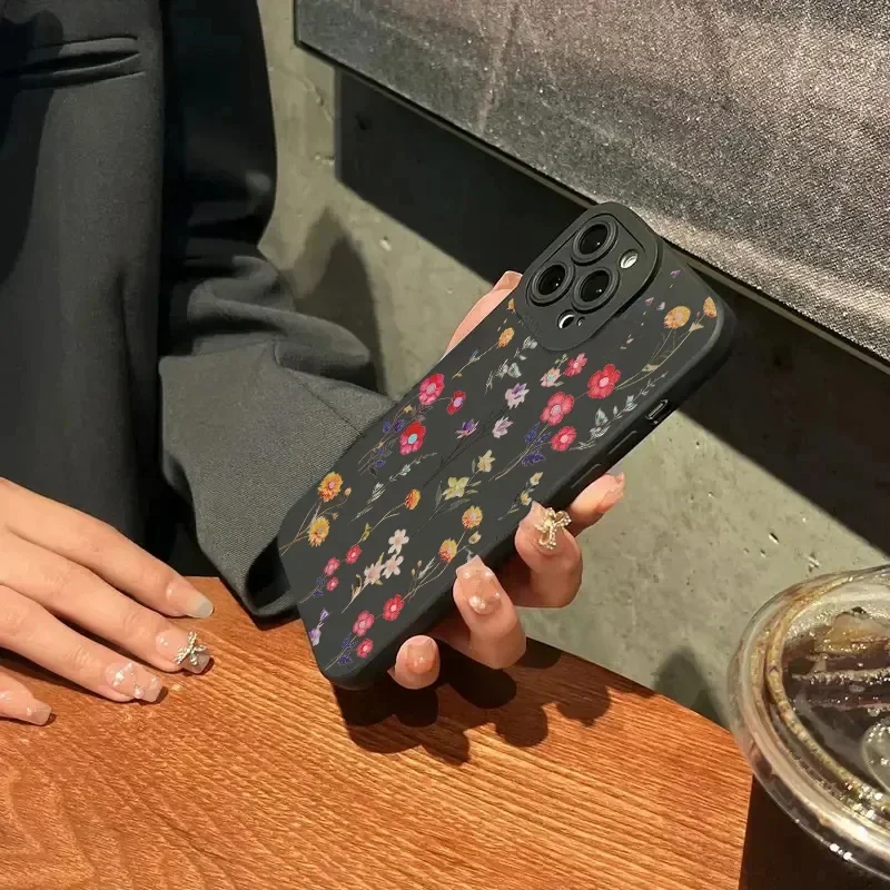 حافظة هاتف محمول بسيطة على شكل زهرة لهاتف آيفون 16 11 12 13 14 15 Pro Max XS XR 7 8 Plus SE2 مقاومة للصدمات من السيليكون الناعم pr #5