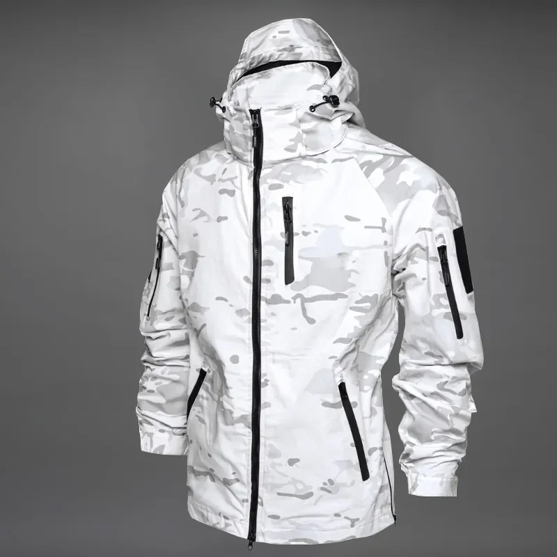 Polyester Cotton MCAP Snow Camouflage White Coat Outdoor Commuting Spring And Autumn Men And Women Tactical Top