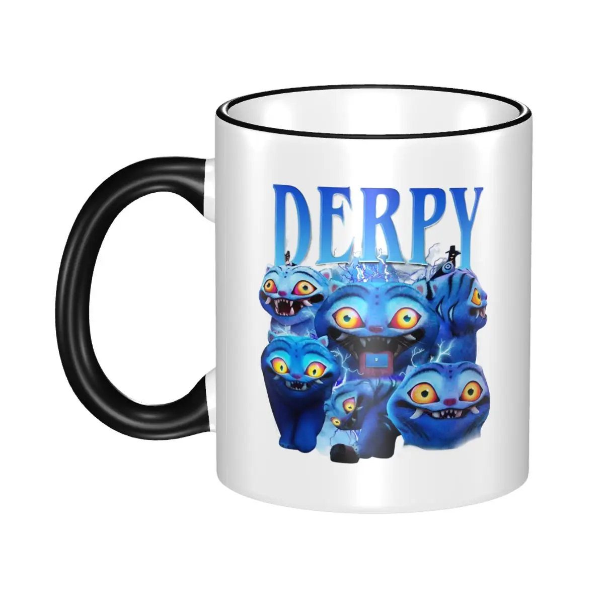 

Retro Derpy Blue Tiger Coffee Mug Novelty KPop Demon Hunters Tea Cups For Home