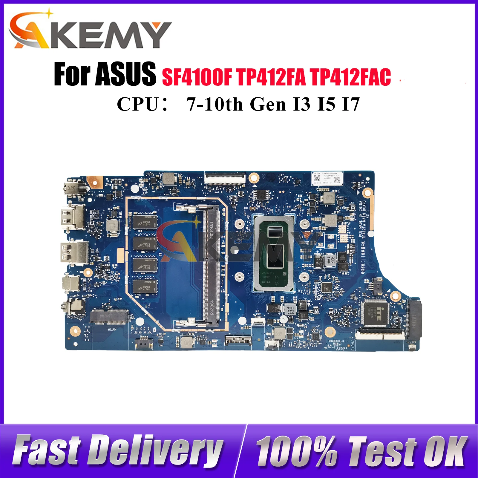 

TP412FA Laptop Motherboard For ASUS VivoBook Flip TP412FA TP412FAC SF4100F TP412F Mainboard With I3 I5 I7 CPU 100% tests OK stk