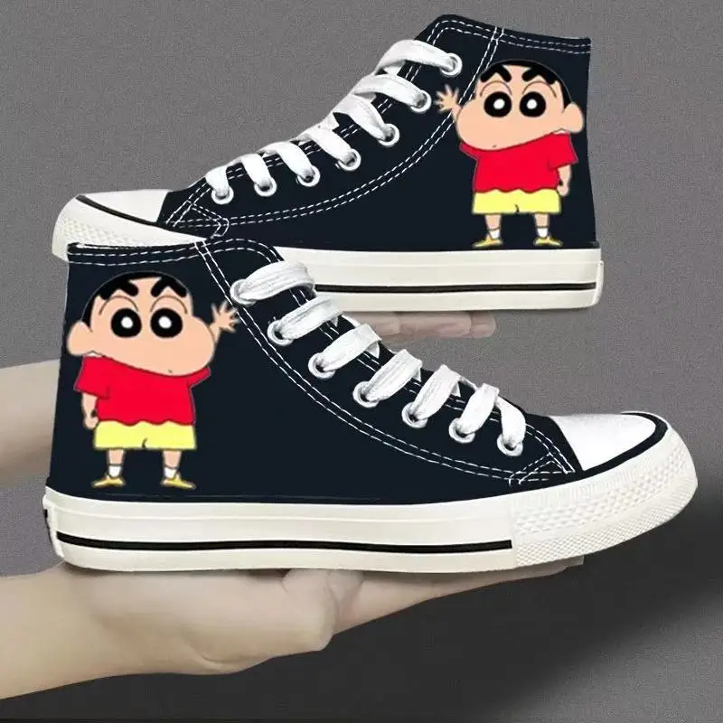 drop shipping 2025 new spring Pikachu hello kitty Crayon Shin-chan Doraemon black children canvas shoes student shoes for women