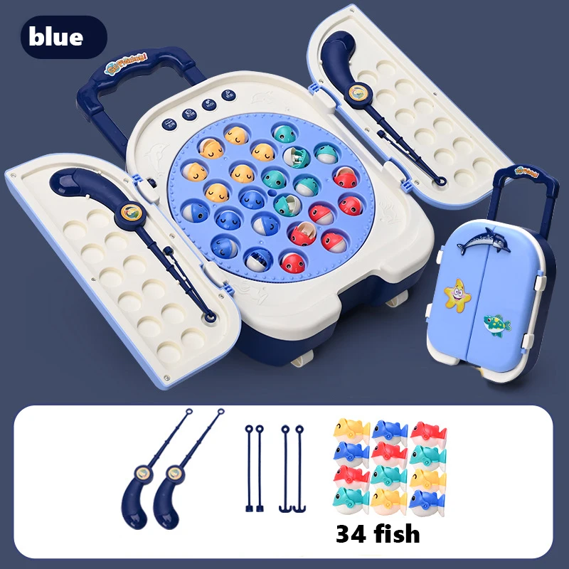 Children Electric Rotating Magnetic Fishing Toys Play Game Music Spinning Fish Plate Water Party Kids Educational Toy Gifts Set