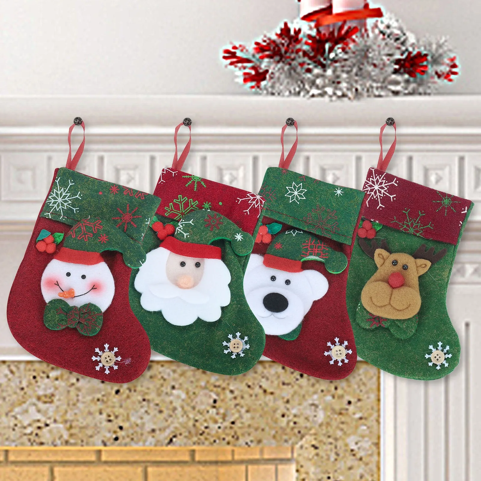 2025 New Year Christmas Stocking Sack Xmas Gifts Candy Bag Santa Snowman Reindeer Bear Christmas Decorations Home Navidad Sock