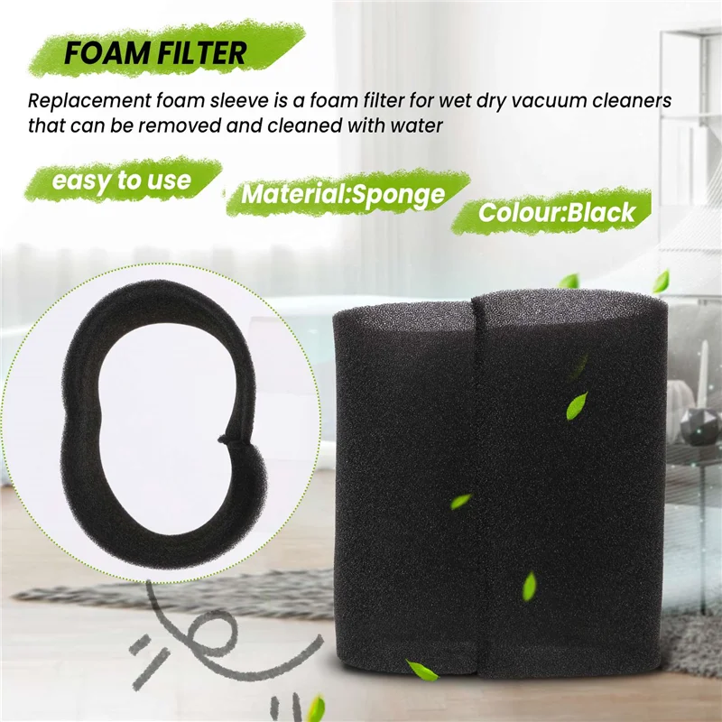 

-A90P 2Pcs Wet And Dry Foam Filter For Karcher WD NT Series Accessories MV1/WD1 /WD2 WD3 2.683-016.0